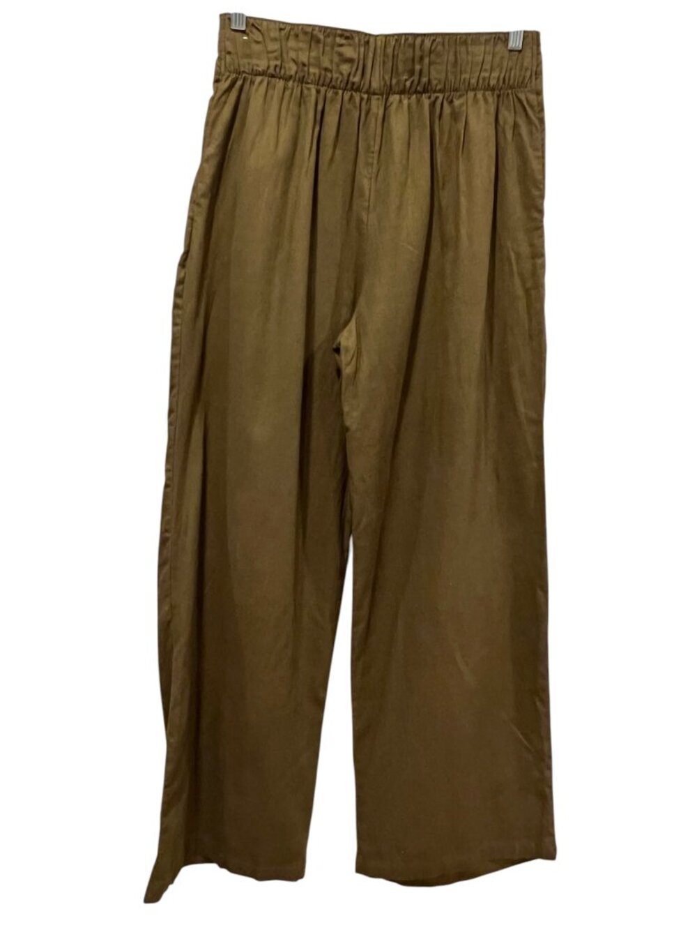 Abercrombie Linen Blend Wide Leg Pull-On Pants, Olive, M - Picture 3 of 8